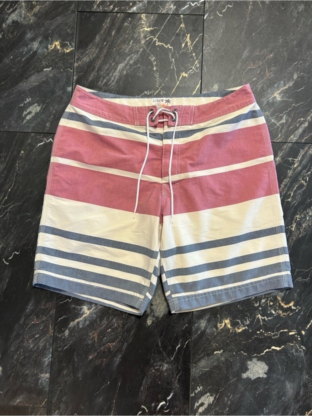 J. Crew Striped Pink, White & Blue Men's Swim Board Shorts
